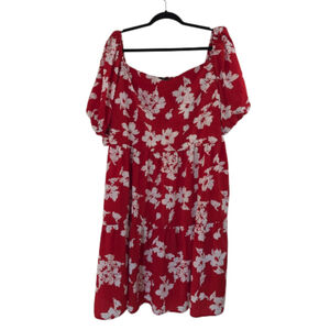 NWT Plus Size 2X Suzanne Betro Floral Red Lace Knee Length Holiday Party Dress